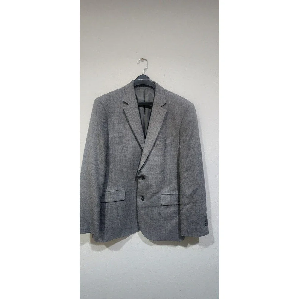Kenneth Cole Reaction Wool Blend Gray Lined Jacket Men Size 48R